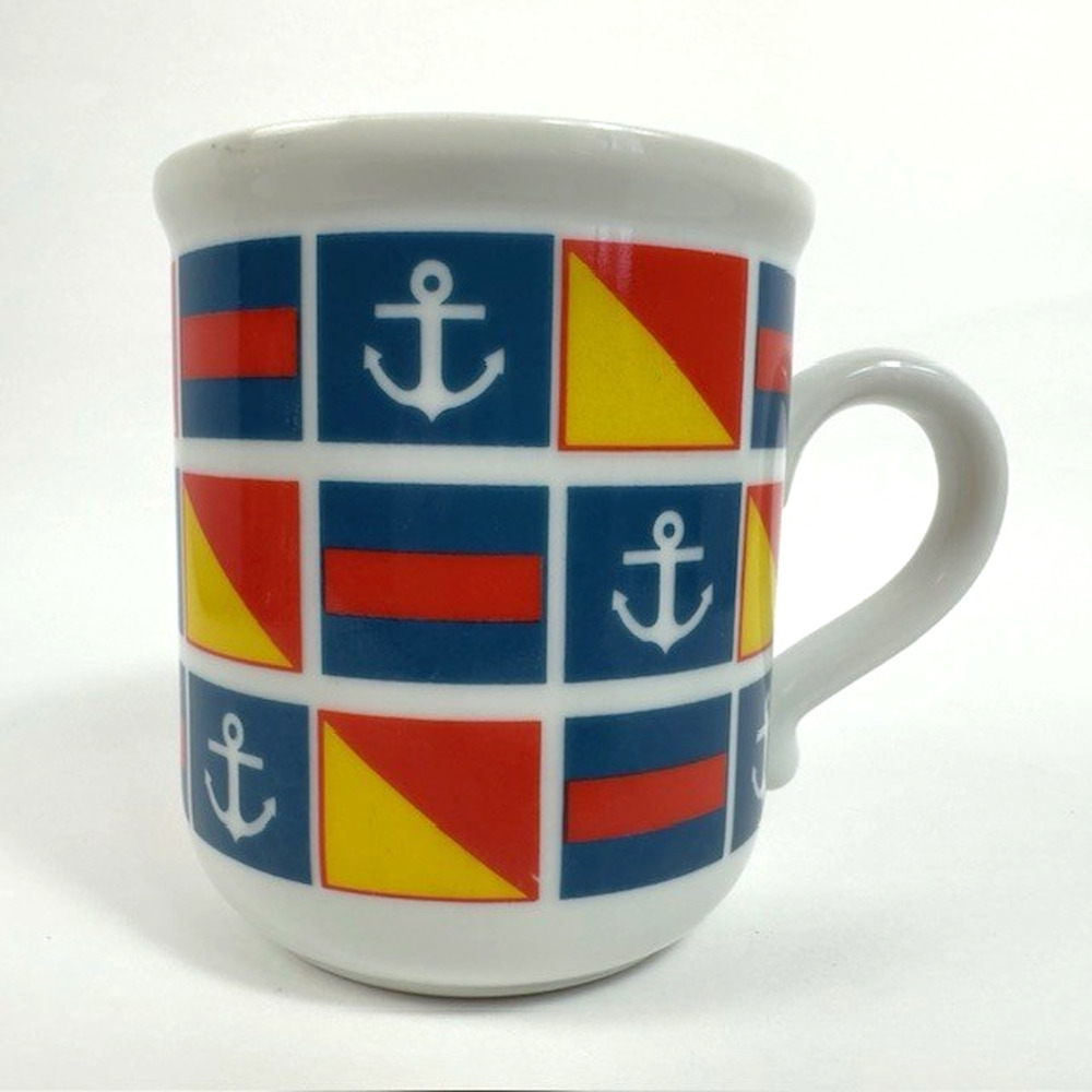 Down East Crafts Nautical Flag Anchor Coffee Mug Cup Boating Japan Vintage